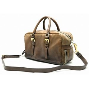 Prada Glace Handbag Khaki Zippers 2WAY Gradation Leather